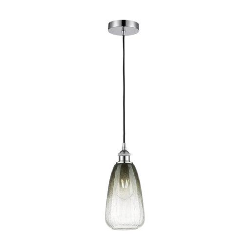 Innovations Brookhaven Almond 6in 1-Light Mini Pendant | Industrial Polished Chrome and Matte Black Glass | Kitchen Island & | Model 616-1P-PC-G480-6SL
