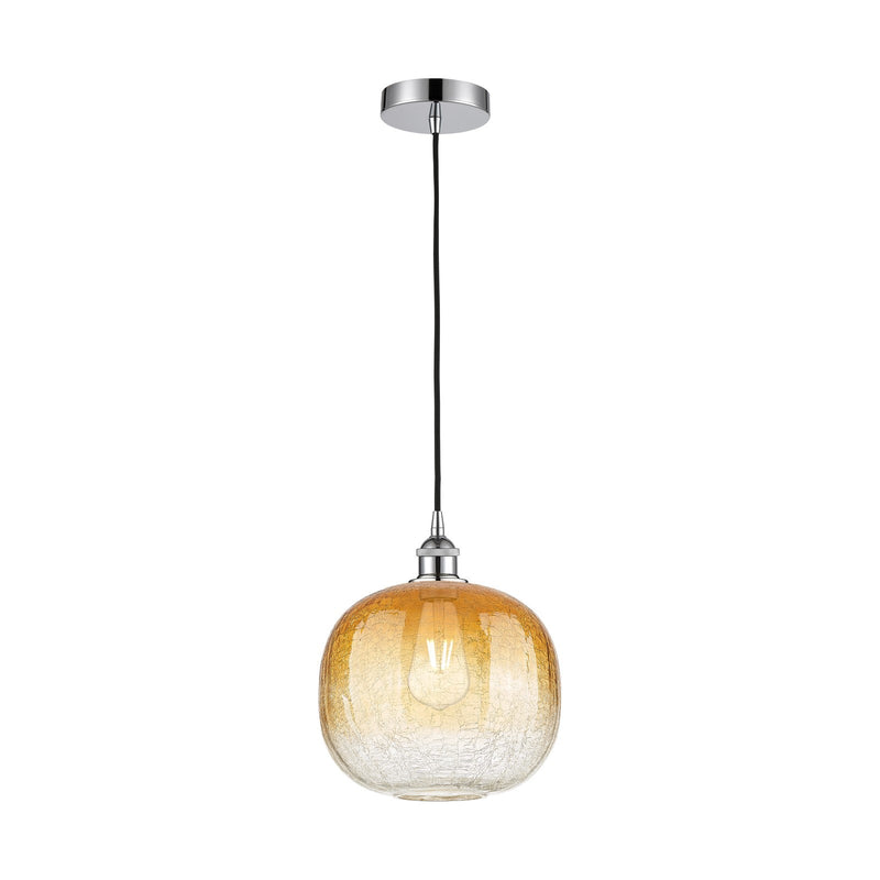 Innovations Brookhaven Sphere 11in 1-Light Mini Pendant | Industrial Polished Chrome Steel and Amber Glass | Kitchen Island & | Model 616-1P-PC-G481-10AM