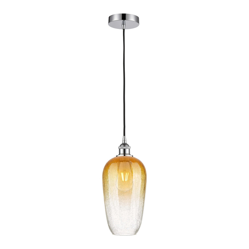 Innovations Brookhaven Flute 7in 1-Light Mini Pendant | Industrial Polished Chrome Steel and Amber Glass | Kitchen Island & | Model 616-1P-PC-G484-7AM