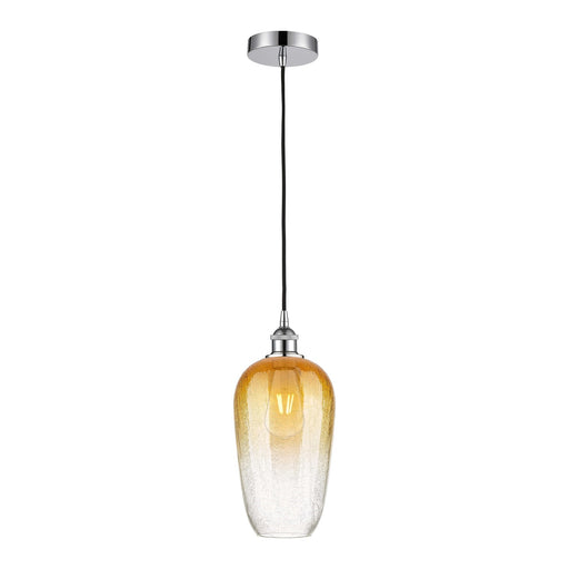 Innovations Brookhaven Flute 7in 1-Light Mini Pendant | Industrial Polished Chrome Steel and Amber Glass | Kitchen Island & | Model 616-1P-PC-G484-7AM