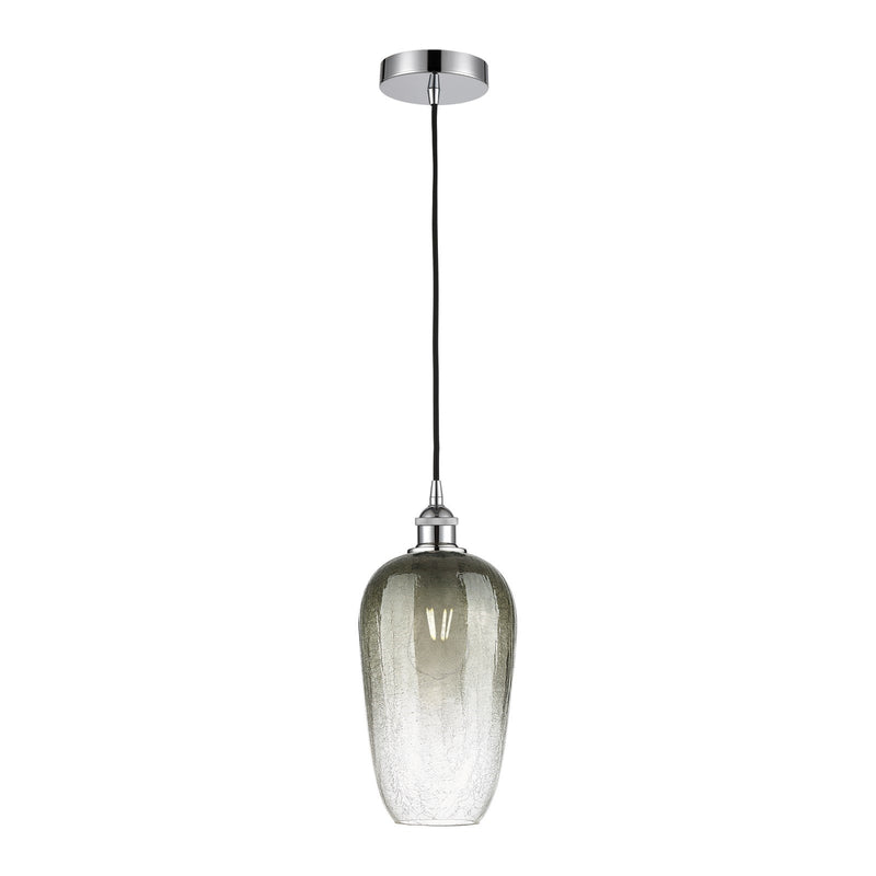 Innovations Brookhaven Flute 7in 1-Light Mini Pendant | Industrial Polished Chrome and Matte Black Glass | Kitchen Island & | Model 616-1P-PC-G484-7SL