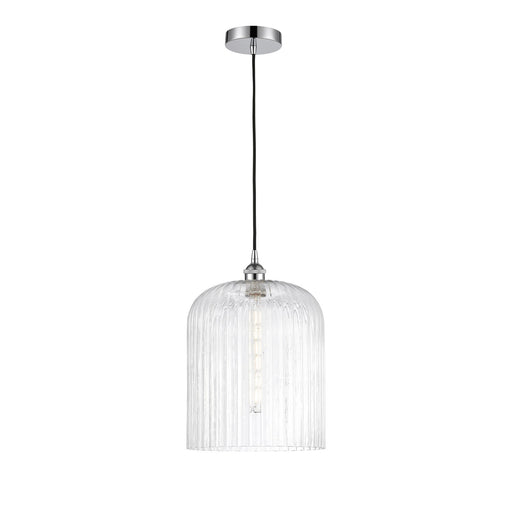 Innovations Bridal Veil 5in 1-Light Mini Pendant | Art Nouveau Polished Chrome and Clear Ribbed Glass | Kitchen Island & | Model 616-1P-PC-G559-12CL