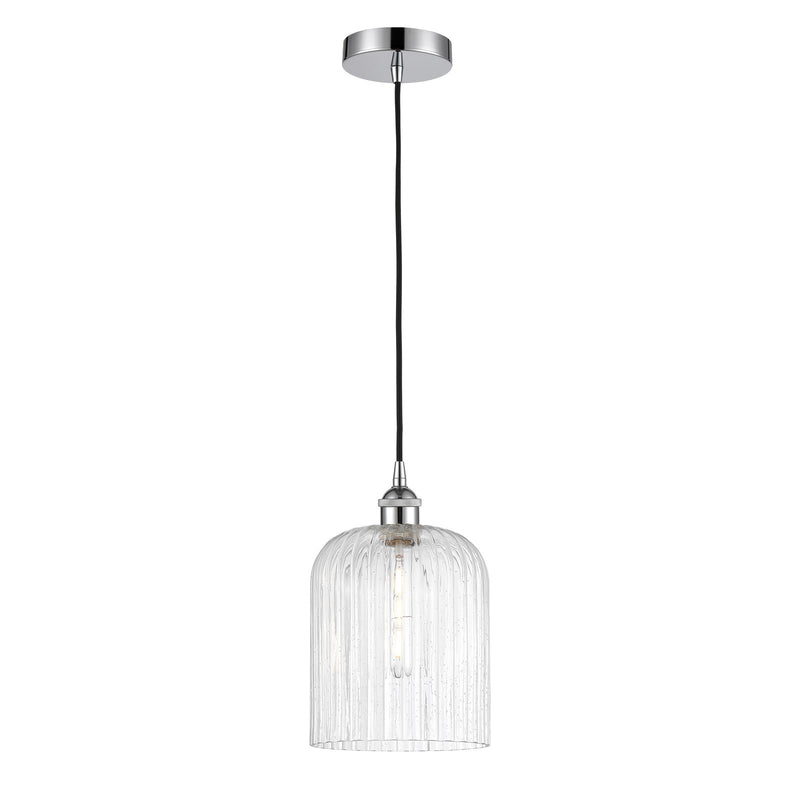 Innovations Bridal Veil 5in 1-Light Mini Pendant | Art Nouveau Polished Chrome Steel and Seedy Ribbed Glass | Kitchen Island & | Model 616-1P-PC-G559-8SDY