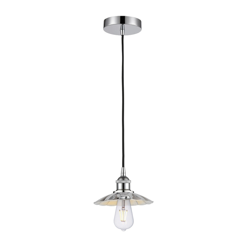 Innovations Scallop 8in 1-Light Mini Pendant | Traditional Industrial Polished Chrome Steel and Metal Shade | Kitchen Island & | Model 616-1P-PC-M17-PC