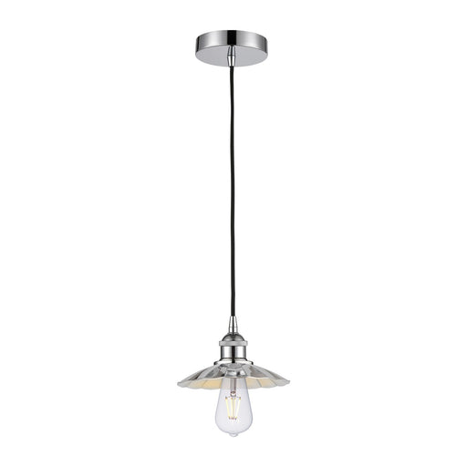 Innovations Scallop 8in 1-Light Mini Pendant | Traditional Industrial Polished Chrome Steel and Metal Shade | Kitchen Island & | Model 616-1P-PC-M17-PC