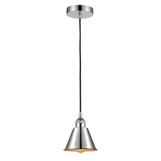 Innovations Smithfield 6.5in 1-Light Mini Pendant | Industrial Farmhouse Polished Chrome Steel and Metal Shade | Kitchen Island & | Model 616-1P-PC-M8