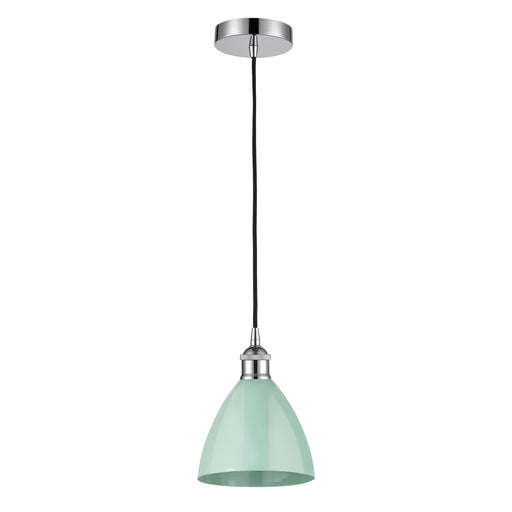Innovations Plymouth 7.5in 1-Light Mini Pendant | Industrial Farmhouse Polished Chrome and Matte Seafoam Metal | Kitchen | Model 616-1P-PC-MBD-75-SF-LED