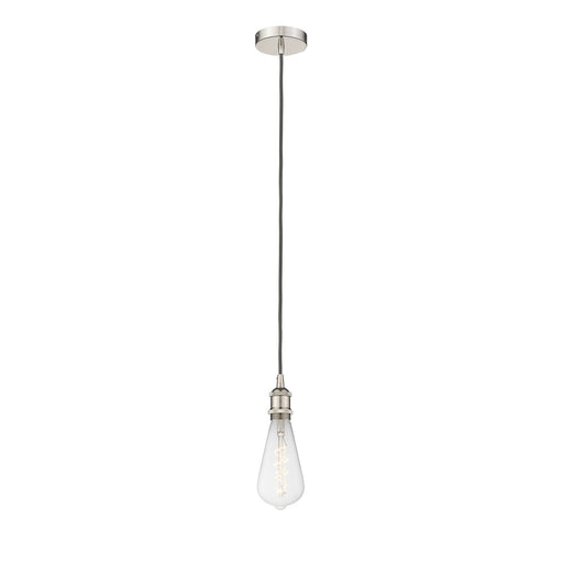 Innovations Edison 1-Light Mini Pendant | Industrial Polished Nickel Steel and Polished Nickel Metal Shade | Kitchen Island & | Model 616-1P-PN-BB95LED