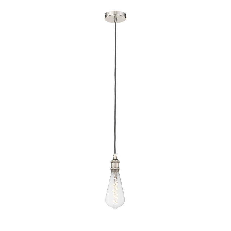 Innovations Edison 1-Light Mini Pendant | Industrial Polished Nickel Steel and Polished Nickel Metal Shade | Kitchen Island & | Model 616-1P-PN-BB95LED