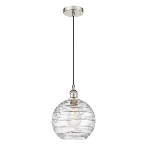 Innovations Athens Deco Swirl 10in 1-Light Mini Pendant | Industrial Polished Nickel and Clear Deco Swirl Glass | Kitchen | Model 616-1P-PN-G1213-10CL