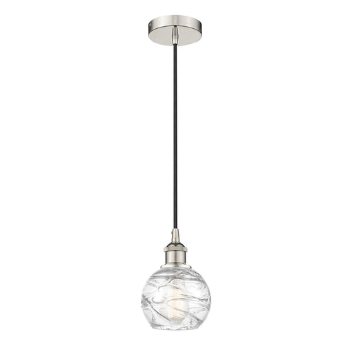 Innovations Athens Deco Swirl 6in 1-Light Mini Pendant | Industrial Polished Nickel Steel and Clear Deco Swirl Glass | Kitchen | Model 616-1P-PN-G1213-6CL