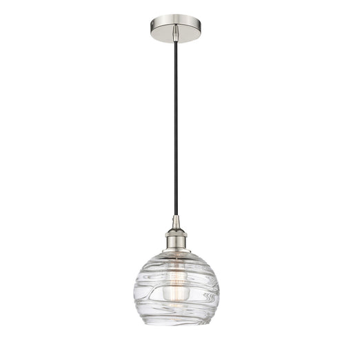 Innovations Athens Deco Swirl 8in 1-Light Mini Pendant | Industrial Polished Nickel and Clear Glass | Kitchen Island & Dining | Model 616-1P-PN-G1213-8CL