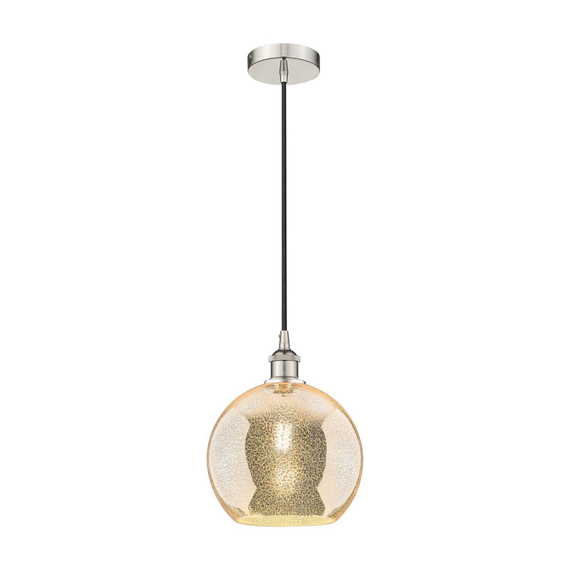 Innovations Athens 10in 1-Light Mini Pendant | Industrial Polished Nickel and Mercury Glass | Kitchen Island & Dining Room | Model 616-1P-PN-G128-10