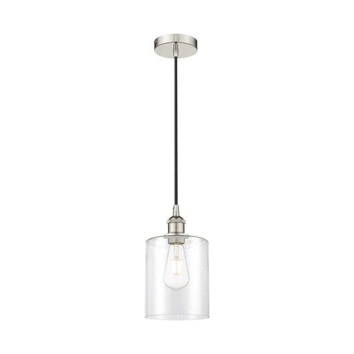 Innovations Paladin 7in 1-Light Mini Pendant | Farmhouse Polished Nickel Steel and Seedy Glass Cylinder | Kitchen Island & | Model 616-1P-PN-G4424-7