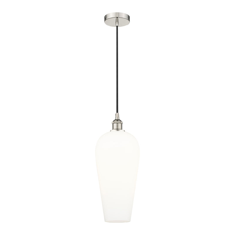 Innovations Chelsea 8in 1-Light Mini Pendant | Industrial Polished Nickel Steel and White Glass | Kitchen Island & Dining Room | Model 616-1P-PN-G456-8WH