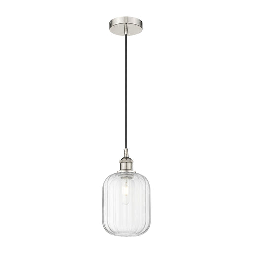 Innovations Preston Cylinder 7in 1-Light Mini Pendant | Industrial Polished Nickel Steel and Clear Glass | Kitchen Island & | Model 616-1P-PN-G460-7CL