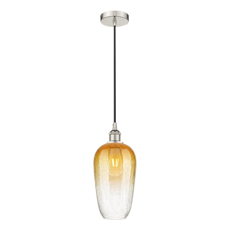 Innovations Brookhaven Flute 7in 1-Light Mini Pendant | Industrial Polished Nickel Steel and Amber Glass | Kitchen Island & | Model 616-1P-PN-G484-7AM
