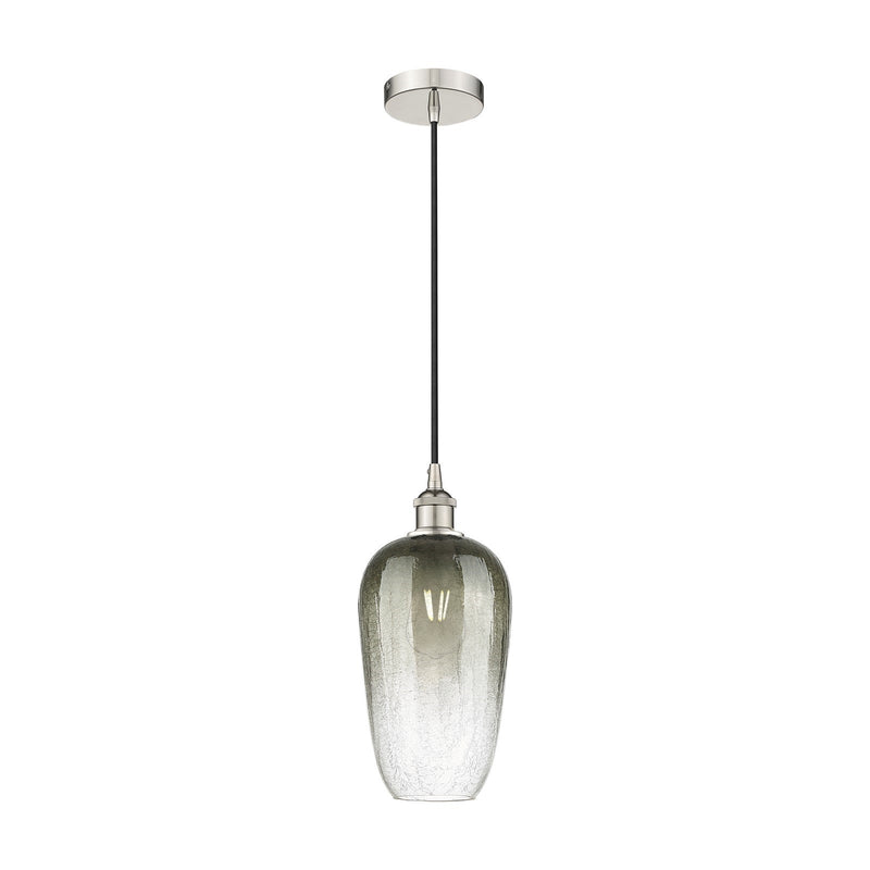 Innovations Brookhaven Flute 7in 1-Light Mini Pendant | Industrial Polished Nickel and Slate Glass | Kitchen Island & Dining | Model 616-1P-PN-G484-7SL