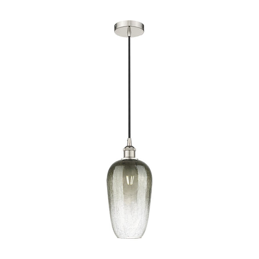 Innovations Brookhaven Flute 7in 1-Light Mini Pendant | Industrial Polished Nickel and Slate Glass | Kitchen Island & Dining | Model 616-1P-PN-G484-7SL