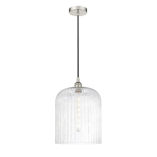 Innovations Bridal Veil 5in 1-Light Mini Pendant | Art Nouveau Polished Nickel Steel and Clear Ribbed Glass | Kitchen Island & | Model 616-1P-PN-G559-12CL