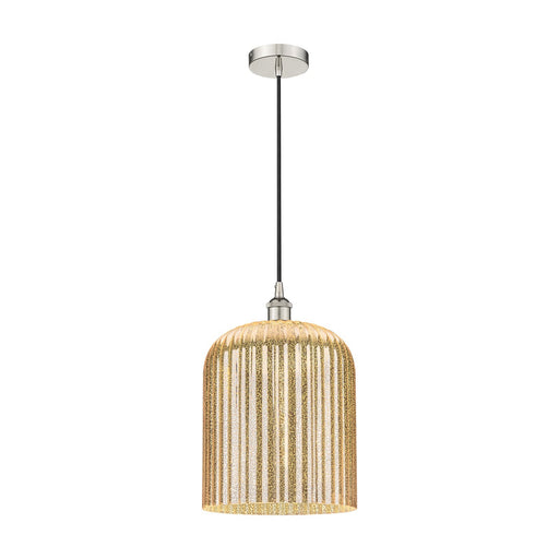 Innovations Bridal Veil 5in 1-Light Mini Pendant | Art Nouveau Polished Nickel and Mercury Ribbed Glass | Kitchen Island & | Model 616-1P-PN-G559-12ME