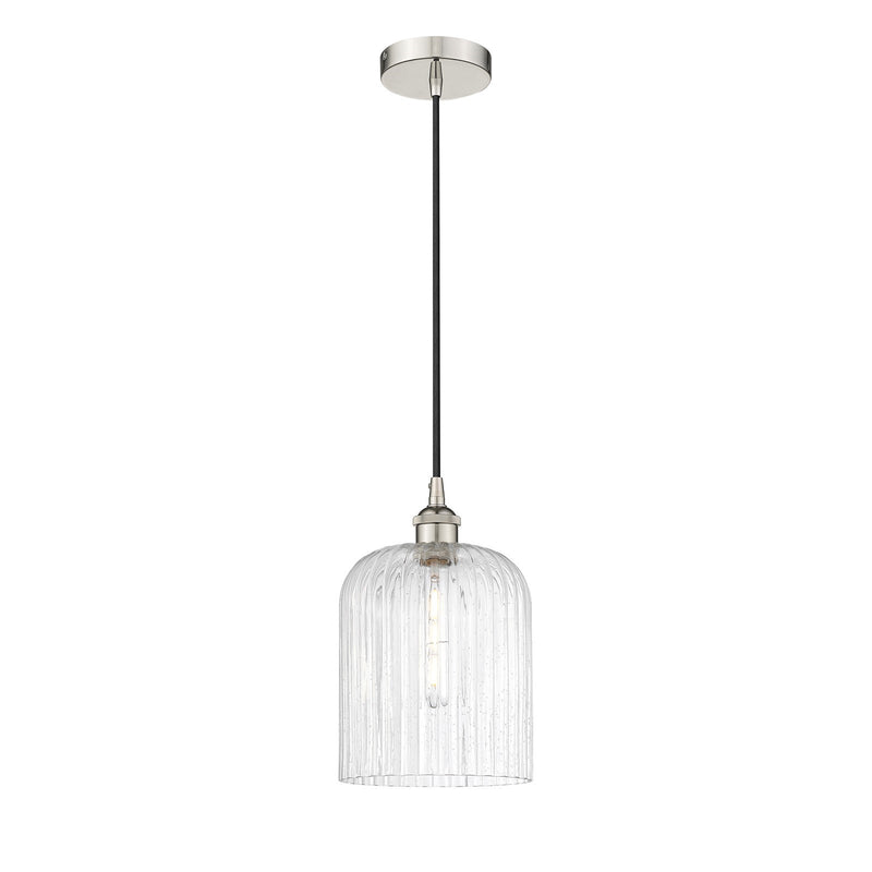 Innovations Bridal Veil 5in 1-Light Mini Pendant | Art Nouveau Polished Nickel Steel and Seedy Ribbed Glass | Kitchen Island & | Model 616-1P-PN-G559-8SDY