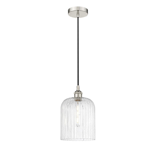 Innovations Bridal Veil 5in 1-Light Mini Pendant | Art Nouveau Polished Nickel Steel and Seedy Ribbed Glass | Kitchen Island & | Model 616-1P-PN-G559-8SDY