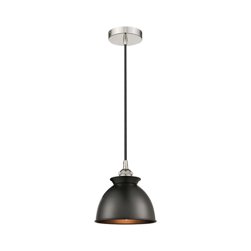 Innovations Adirondack 8.25in 1-Light Mini Pendant | Industrial Farmhouse Polished Nickel and Matte Black Metal | Kitchen Island | Model 616-1P-PN-M14-BK