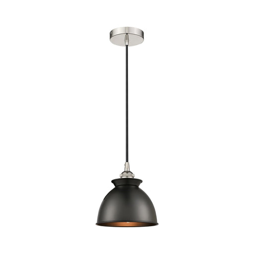 Innovations Adirondack 8.25in 1-Light Mini Pendant | Industrial Farmhouse Polished Nickel and Matte Black Metal | Kitchen Island | Model 616-1P-PN-M14-BK