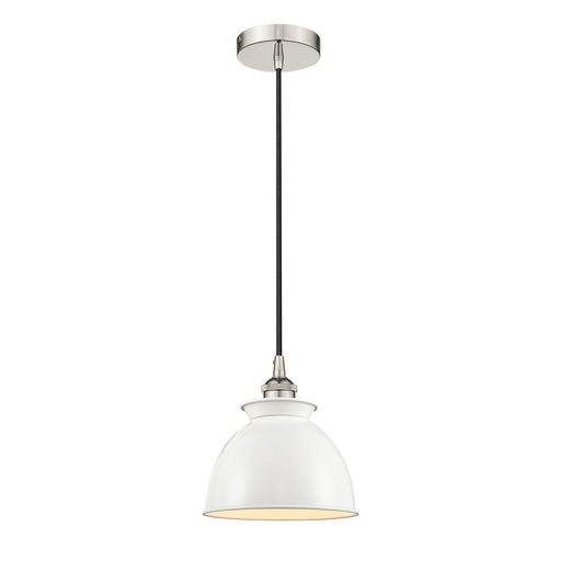 Innovations Adirondack 8.25in 1-Light Mini Pendant | Industrial Polished Nickel and Glossy White Metal Shade | Kitchen Island & | Model 616-1P-PN-M14-W