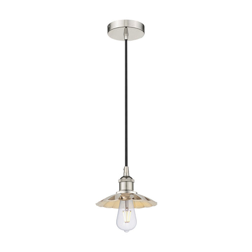 Innovations Scallop 8in 1-Light Mini Pendant | Traditional Industrial Polished Nickel Steel and Metal Shade | Kitchen Island & | Model 616-1P-PN-M17-PN