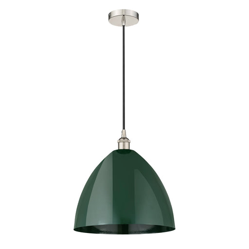 Innovations Plymouth 16in 1-Light Mini Pendant | Industrial Farmhouse Polished Nickel and Matte Green Metal | Kitchen | Model 616-1P-PN-MBD-16-GR-LED
