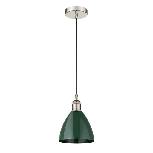 Innovations Plymouth 1-Light Mini Pendant | Industrial Farmhouse Polished Nickel and Matte Green Metal | Kitchen Island & | Model 616-1P-PN-MBD-75-GR-LED