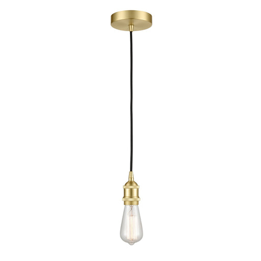 Innovations Lighting Edison 1-Light Mini Pendant | Contemporary Satin Brass Steel and Bare Bulb | Kitchen Island & Dining Room | Model 616-1P-SB-LED