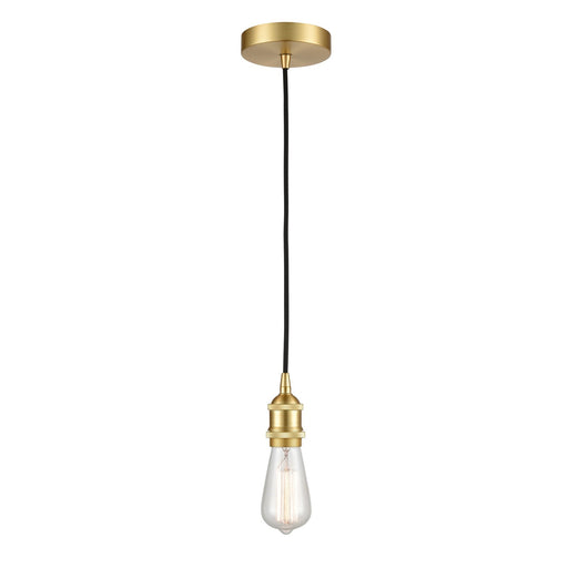 Innovations Lighting Edison 4.75in 1-Light Mini Pendant | Contemporary Satin Gold Steel and Bare Bulb | Kitchen Island & Dining Room | Model 616-1P-SG