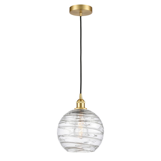 Innovations Athens Deco Swirl 10in 1-Light Mini Pendant | Industrial Satin Gold Steel and Clear Glass | Kitchen Island & | Model 616-1P-SG-G1213-10CL