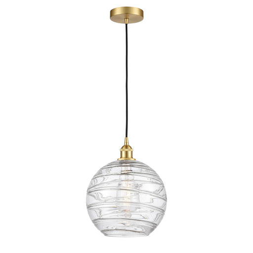 Innovations Athens Deco Swirl 12in 1-Light Mini Pendant | Industrial Satin Gold Steel and Clear Deco Swirl Glass | Kitchen | Model 616-1P-SG-G1213-12CL