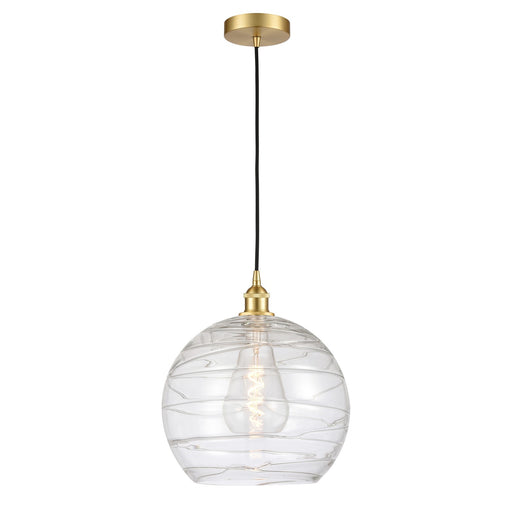 Innovations Athens Deco Swirl 14in 1-Light Mini Pendant | Industrial Satin Gold Steel and Clear Glass | Kitchen Island & | Model 616-1P-SG-G1213-14CL