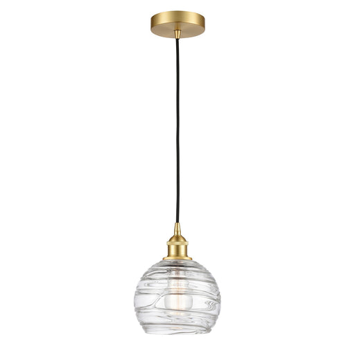 Innovations Athens Deco Swirl 8in 1-Light Mini Pendant | Industrial Satin Gold Steel and Clear Glass | Kitchen Island & Dining | Model 616-1P-SG-G1213-8CL