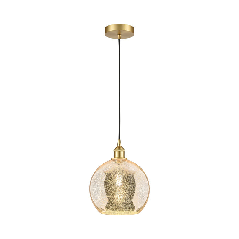 Innovations Athens 10in 1-Light Mini Pendant | Industrial Satin Gold Steel and Mercury Glass | Kitchen Island & Dining Room | 10 | Model 616-1P-SG-G128-10