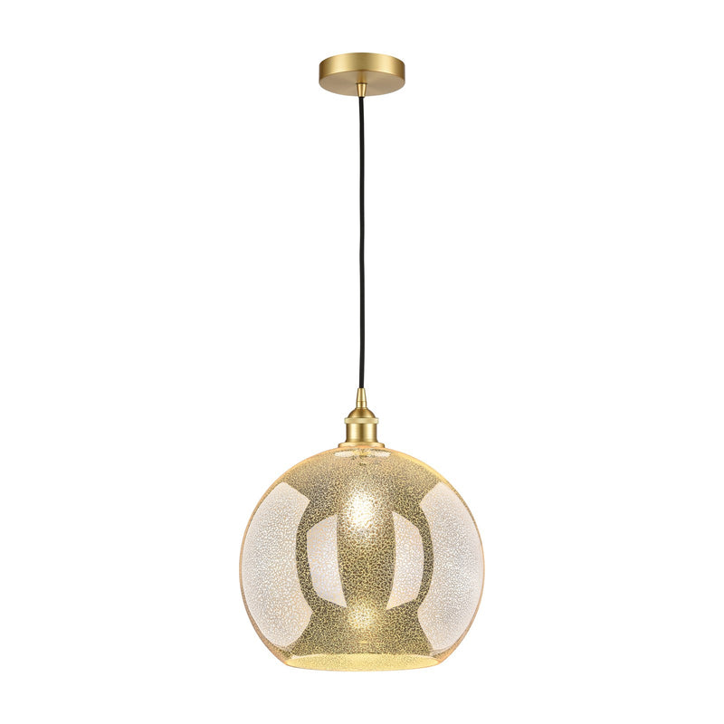 Innovations Athens 14in 1-Light Pendant | Industrial Satin Gold Steel and Mercury Glass | Kitchen Island & Dining Room | 13.75 x | Model 616-1P-SG-G128-14