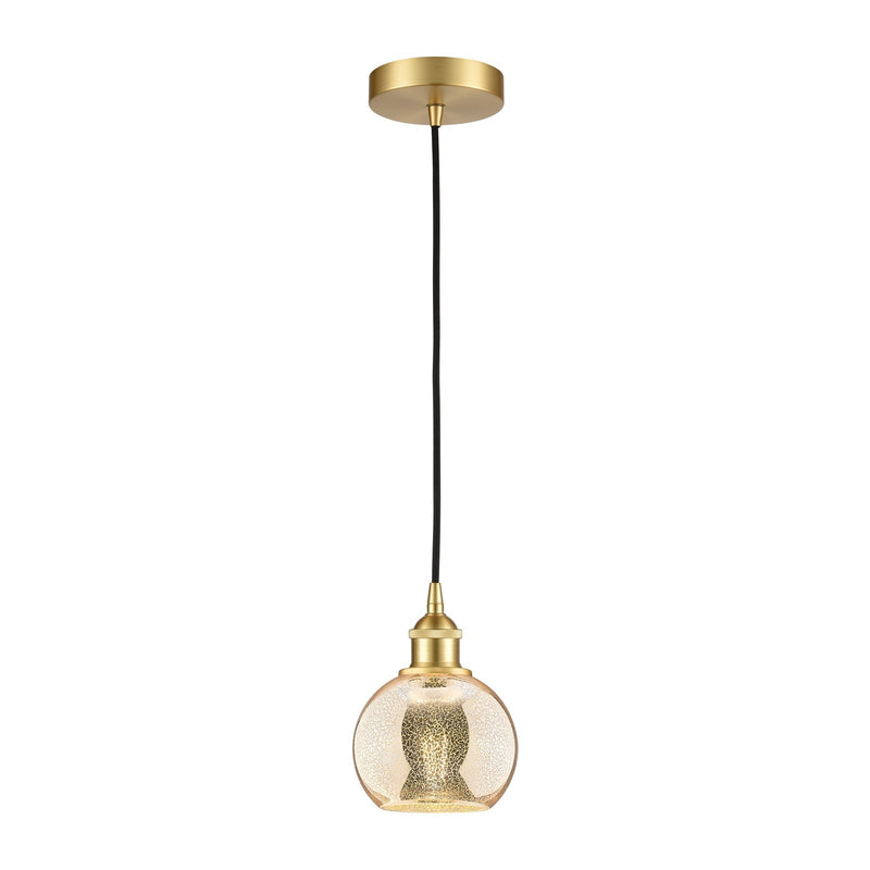 Innovations Athens 6in 1-Light Mini Pendant | Industrial Satin Gold Steel and Mercury Glass | Kitchen Island & Dining Room | 5.88 | Model 616-1P-SG-G128-6