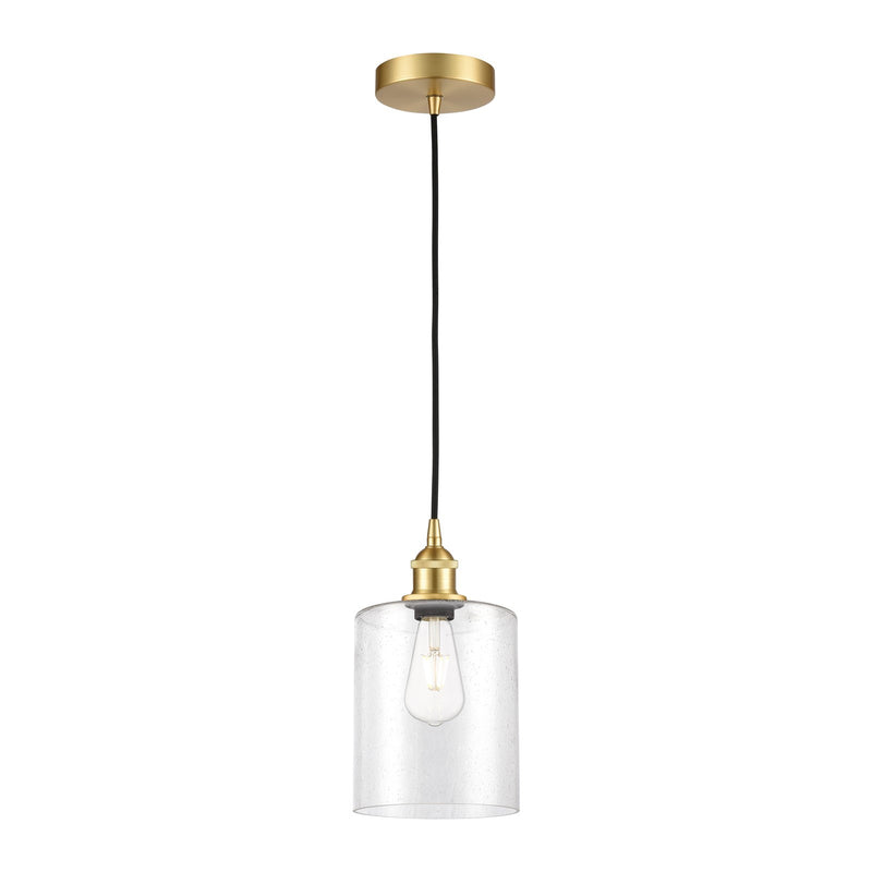 Innovations Paladin 7in 1-Light Mini Pendant | Farmhouse Satin Gold Steel and Seedy Glass | Kitchen Island & Dining Room | 7.12 | Model 616-1P-SG-G4424-7