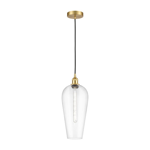 Innovations Chelsea 8in 1-Light Mini Pendant | Industrial Satin Gold Steel and Matte Black Glass | Kitchen Island & Dining Room | Model 616-1P-SG-G456-8CL
