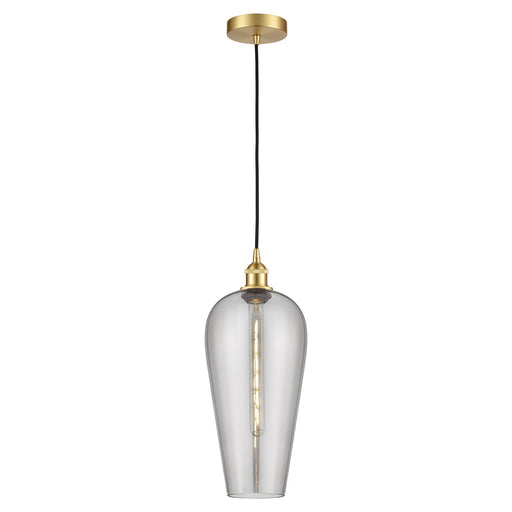 Innovations Chelsea 8in 1-Light Mini Pendant | Industrial Satin Gold and Light Smoke Glass | Kitchen Island & Dining Room | Model 616-1P-SG-G456-8SM