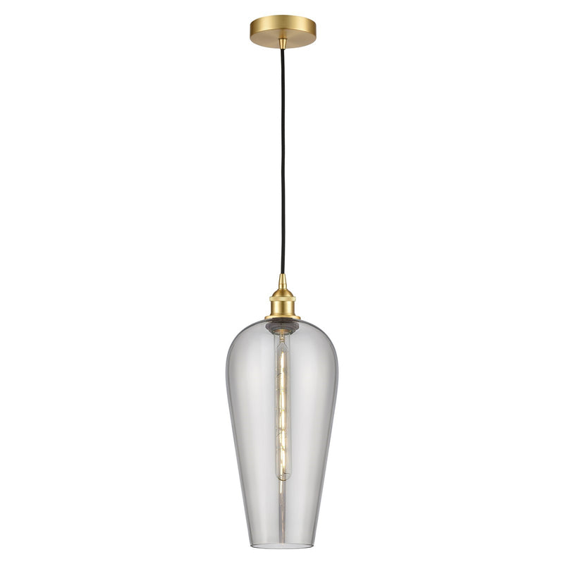Innovations Chelsea 8in 1-Light Mini Pendant | Industrial Satin Gold and Light Smoke Glass | Kitchen Island & Dining Room | Model 616-1P-SG-G456-8SM