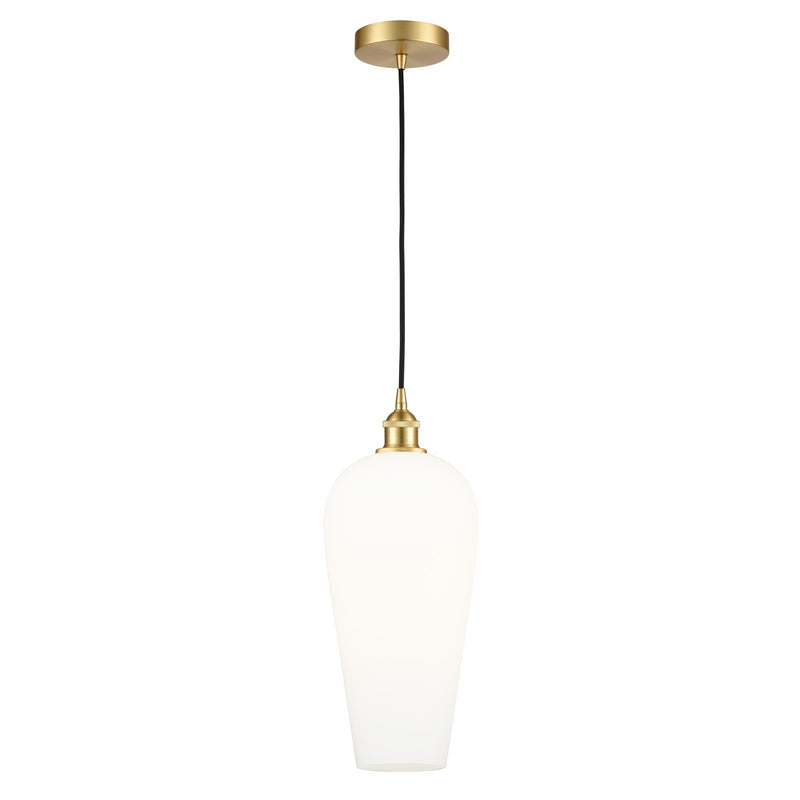 Innovations Chelsea 8in 1-Light Mini Pendant | Industrial Satin Gold Steel and Matte Black Glass | Kitchen Island & Dining Room | Model 616-1P-SG-G456-8WH