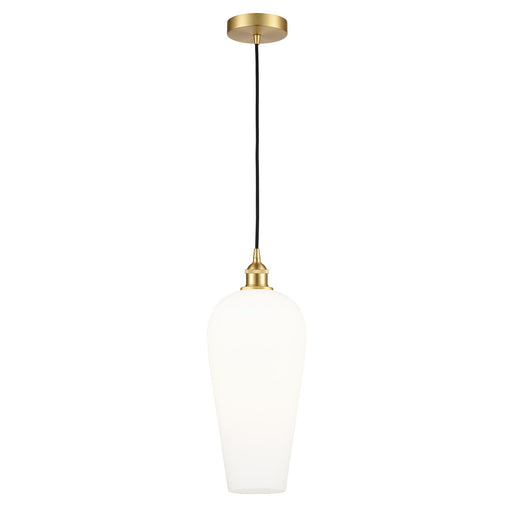 Innovations Chelsea 8in 1-Light Mini Pendant | Industrial Satin Gold Steel and Matte Black Glass | Kitchen Island & Dining Room | Model 616-1P-SG-G456-8WH