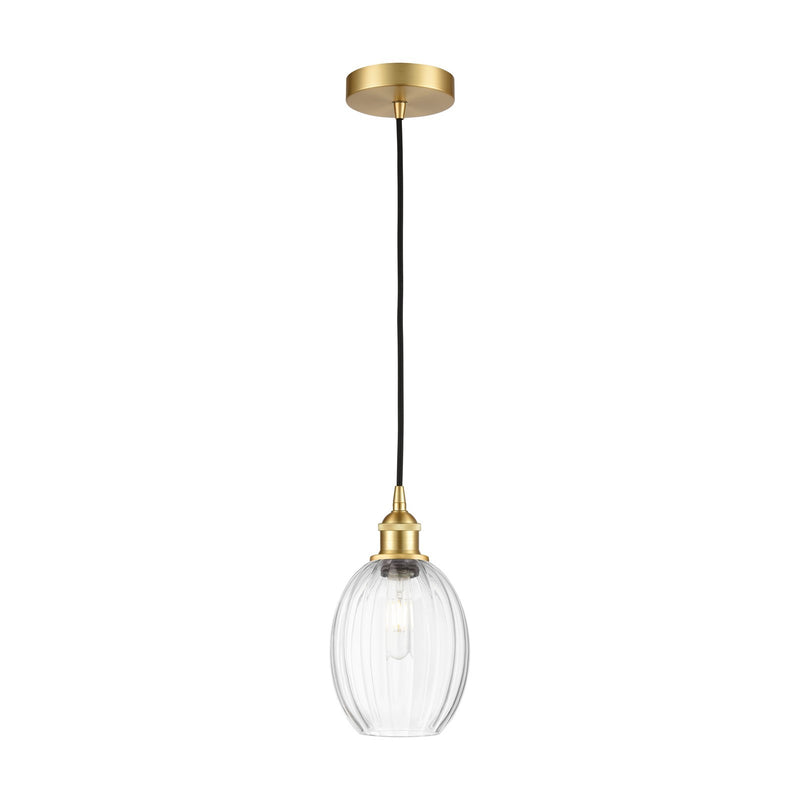 Innovations Preston Bulb 6.25in 1-Light Mini Pendant | Industrial Satin Gold Steel and Clear Glass | Kitchen Island & Dining | Model 616-1P-SG-G459-6CL