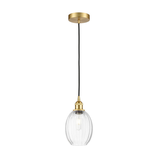 Innovations Preston Bulb 6.25in 1-Light Mini Pendant | Industrial Satin Gold Steel and Clear Glass | Kitchen Island & Dining | Model 616-1P-SG-G459-6CL